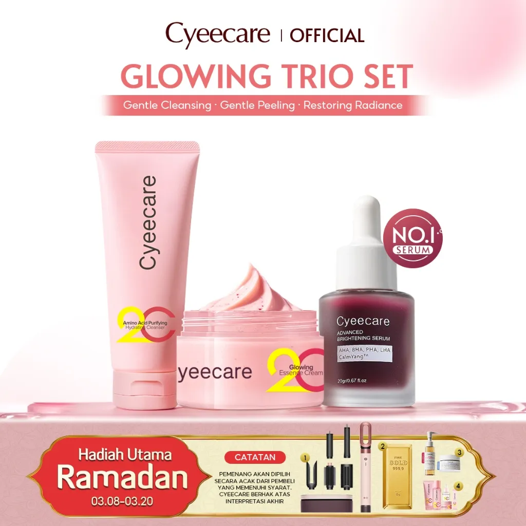 Cyeecare 3pcs paket Skincare Moisturizer+Serum+Cleanser Face Wash Glowing Kit Dark Spot