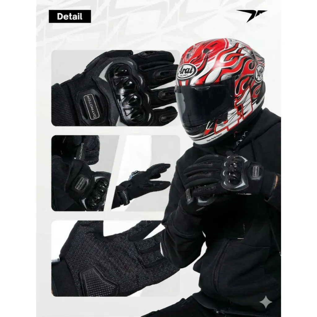 DAYMOTON Sarung Tangan Motor Full Finger Series Kensei Pria Wanita - Touch Screen & Protector Safety