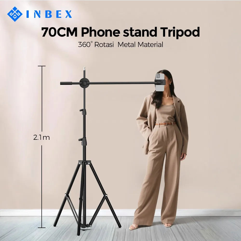 INBEX 70CM Overhead Phone Stand Holder 210CM Kamera Tripod ring light konten kreator 36cm RGB Ringlight
