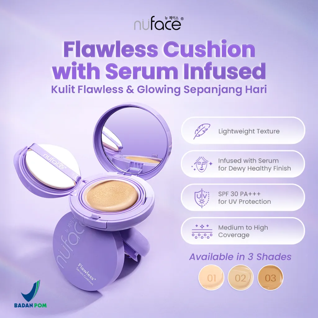Nuface Flawless+ Serum Cushion with SPF 30 PA+++ (Medium to High Coverage)/Cushion Murah/Cushion 2in1/BB Cushion/Cushion Waterproof/Cushion Matte/Cushion Korea/Cushion Dewy Finish/Cushion Remaja/Chusion/Cusion/Chushion/Coushion/Cousion/Qushion/Coshion