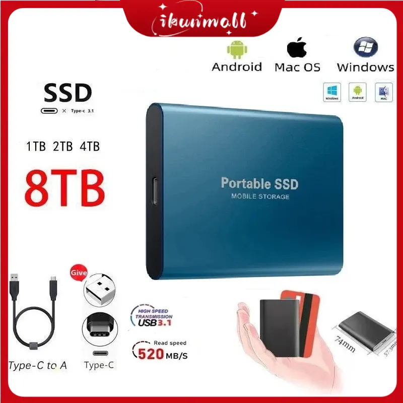 [Ready]Portable SSD External hard drives 1TB 2TB 4TB 8TB Hardisk Eksternal SSD USB 3.0 Portable