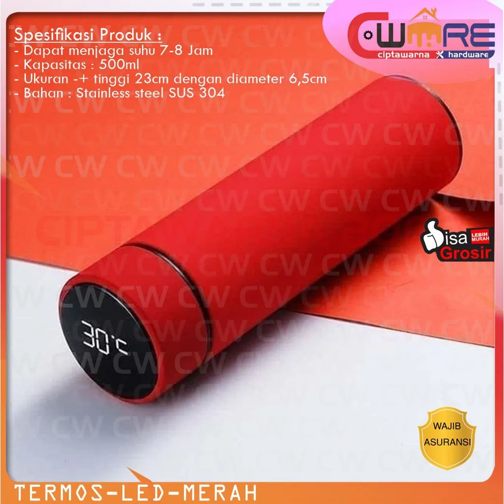 Botol Vaccum LED Air Panas Dingin Suhu Stainless Botol Temperatur 500 ml - MMG DDK CW2H