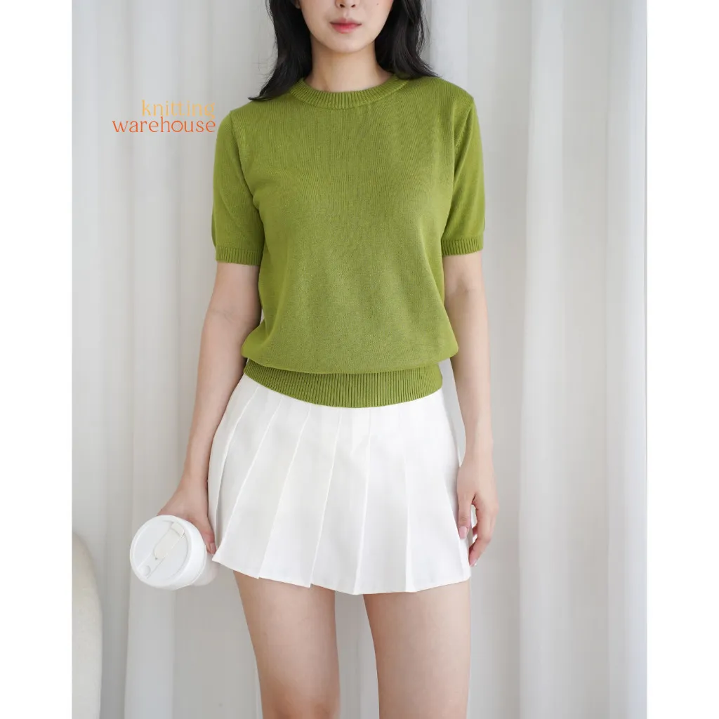 Woven House Vida Basic Top Cotton Knit - Atasan Kaos Polos Rajut Wanita