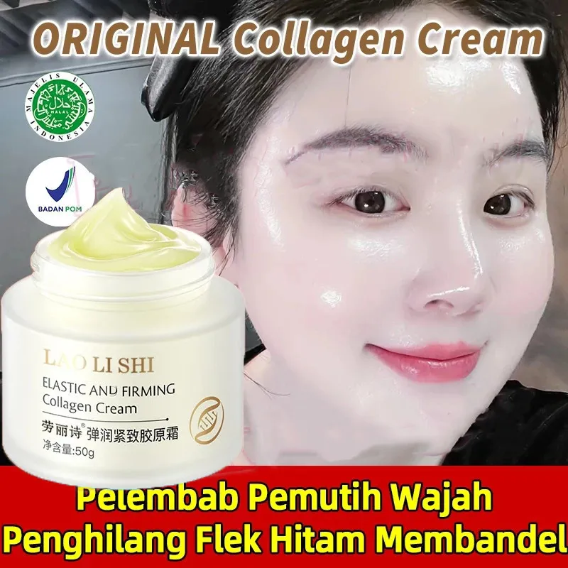 SKAT Collagen Cream Original Krim Kolagen Pemutih Penghilang Flek Hitam Membandel Pemutih Wajah Glowing Cepat Pelembab Wajah 50g