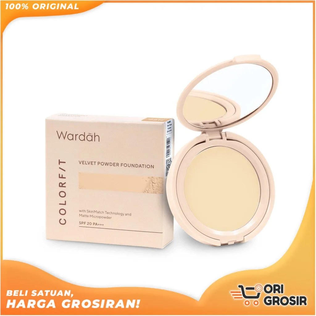 ORI Grosir WARDAH Colorfit Velvet Powder Foundation SPF 20 PA+++ TWC Bedak Padat