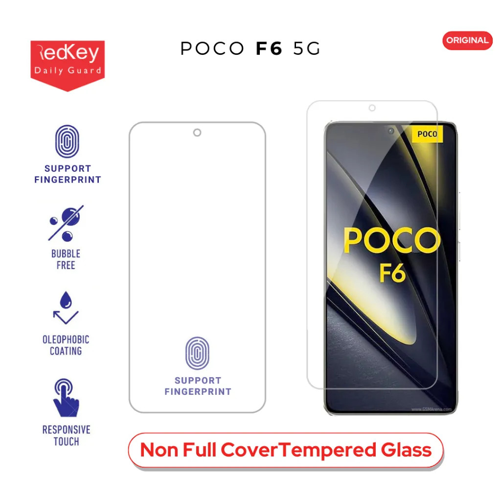 Redkey Tempered Glass Xiaomi Poco F6 5G - Premium Anti Gores Pelindung Layar Non Full Cover