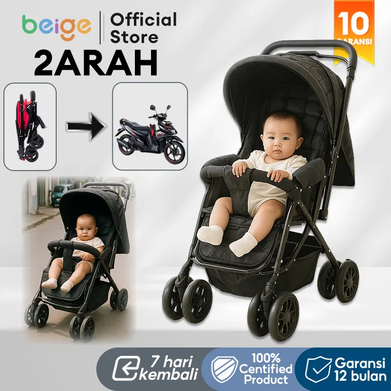 [READY STOCK]Beige Stroller Bayi Lipat Travelling Ringan Dan Mudah Dibawa Newborn