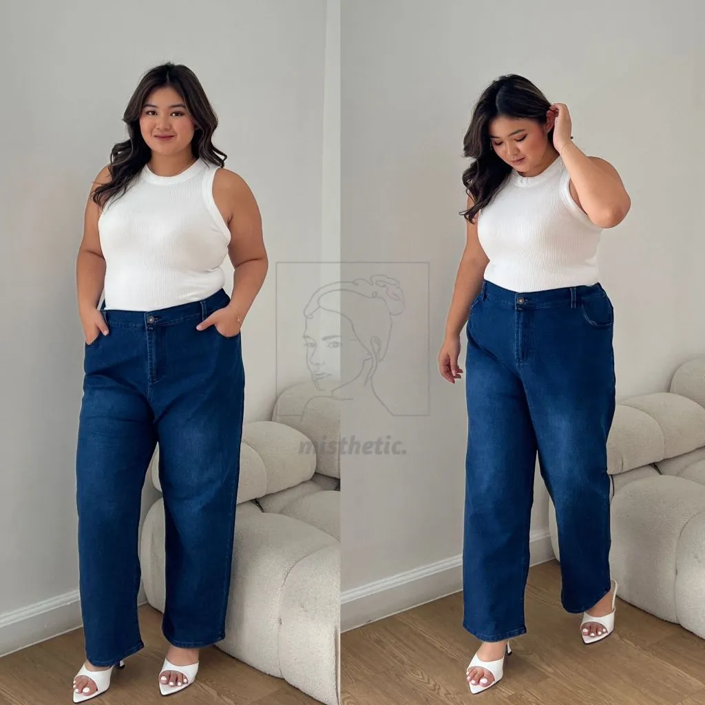 Melanie Jeans | Celana Jeans Jumbo/ Big Size/ Plus Size BB 120 KG/ Celana Panjang Super Jumbo
