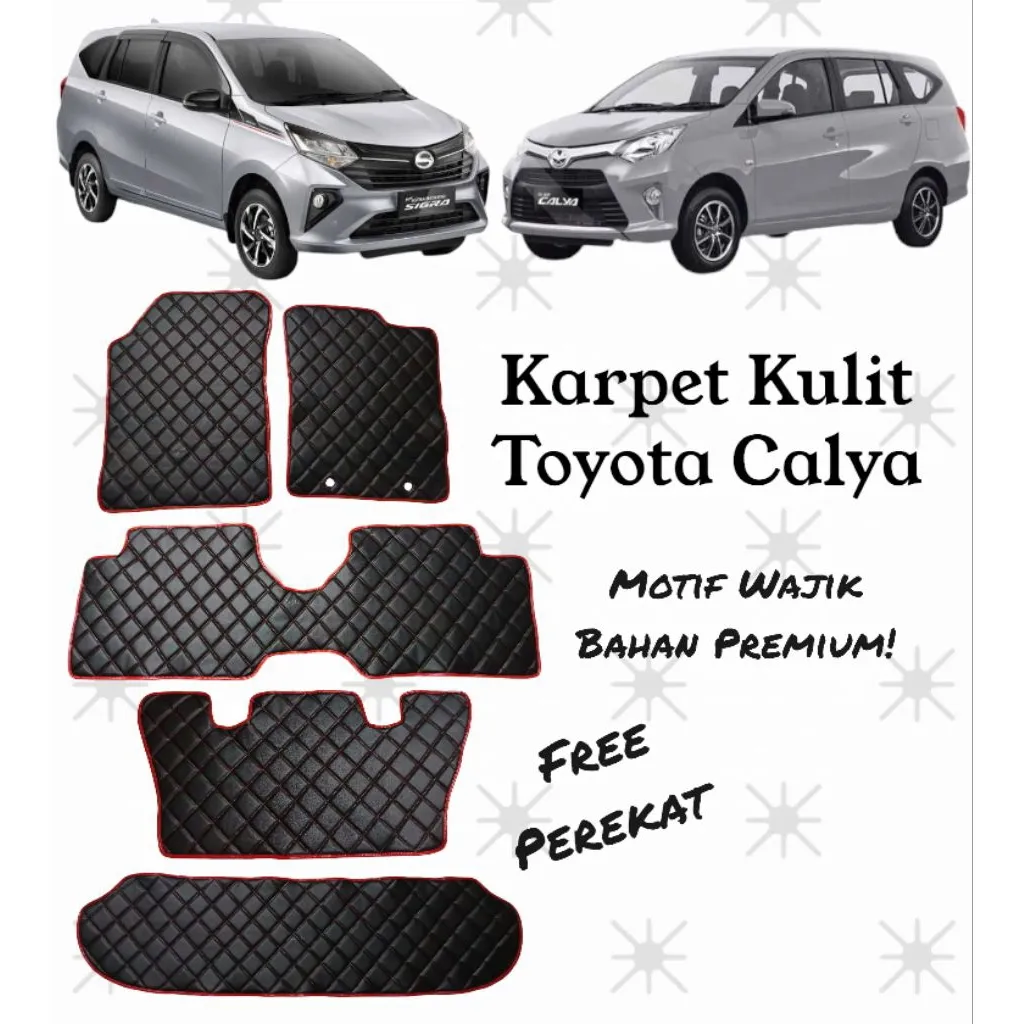 Karpet Kulit Premium TOYOTA CALYA DAIHATSU SIGRA Alas Pelindung Lantai Motif Aksesoris Interior Mobil