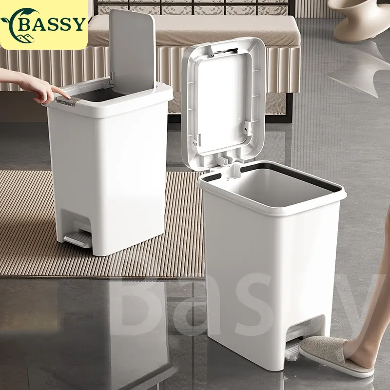 Bassy Tempat Sampah Injak 8L/20L Pedal Kaki Tekan Pop-up Anti Bau Tahan Air Rumah/Kantor HSB791