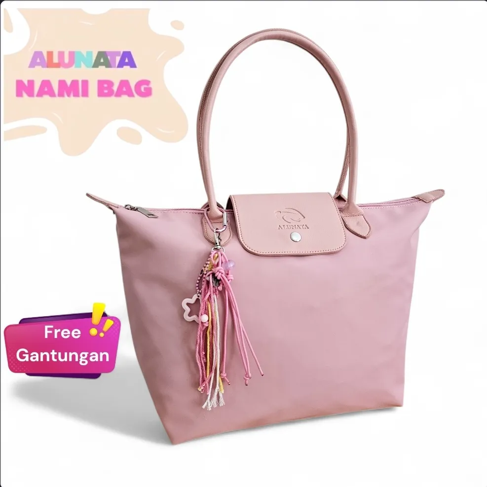 Alunata - AMI Tas Totebag Jinjing Wanita bahan Kulit Premium Menggunakan Resleting dan Kancing Klik Cocok untuk Kerja Kondangan Hangout