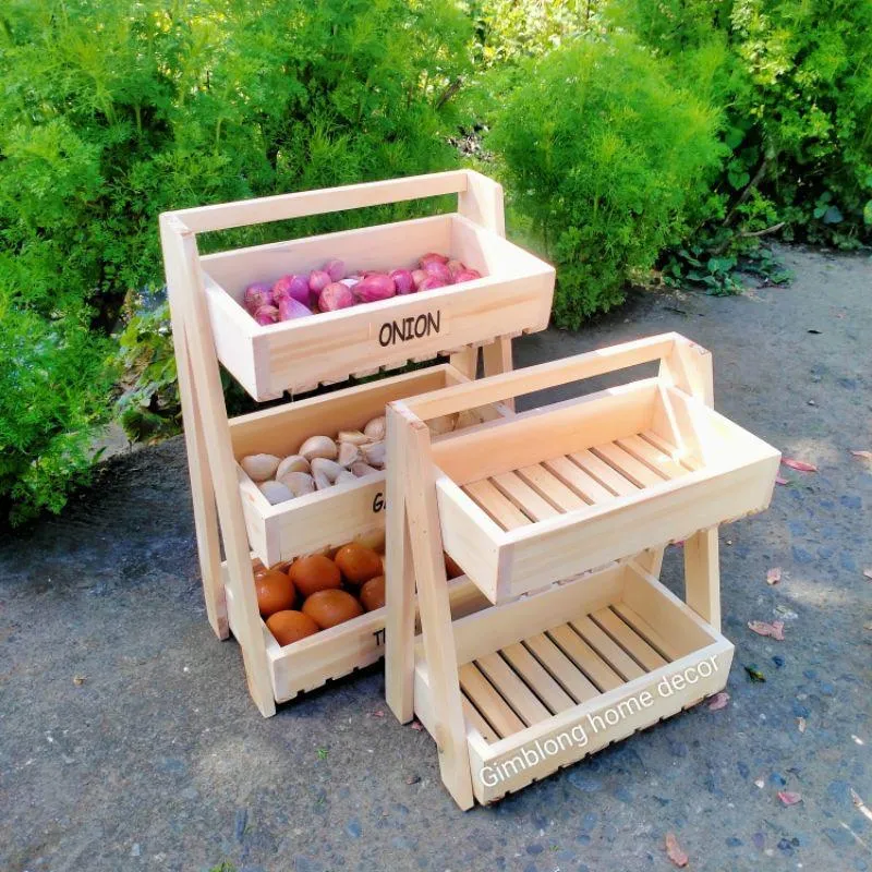 FREE STICKER Rak Bawang Susun Kayu Kekinian I Rak Bumbu Dapur Serbaguna Minimalis Kwalitas Premium / Tempat Bawang