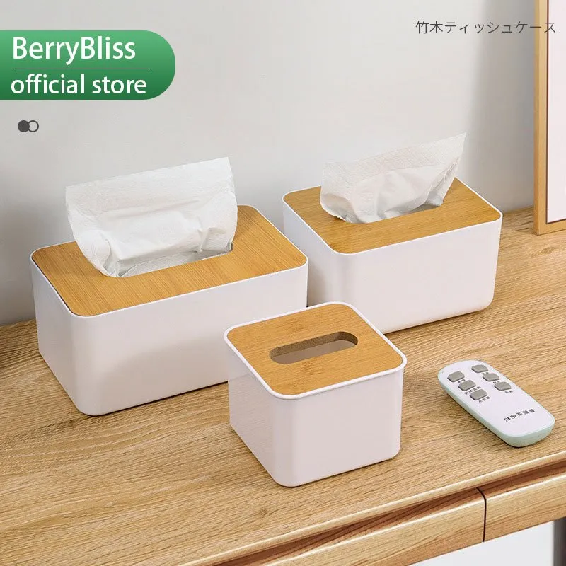 Berrybliss/Tempat Kotak Tisu Kayu Transparan Aesthetic Tempat Tissue Kamar Mandi Dapur Modern/Kotak Tissue Multibox