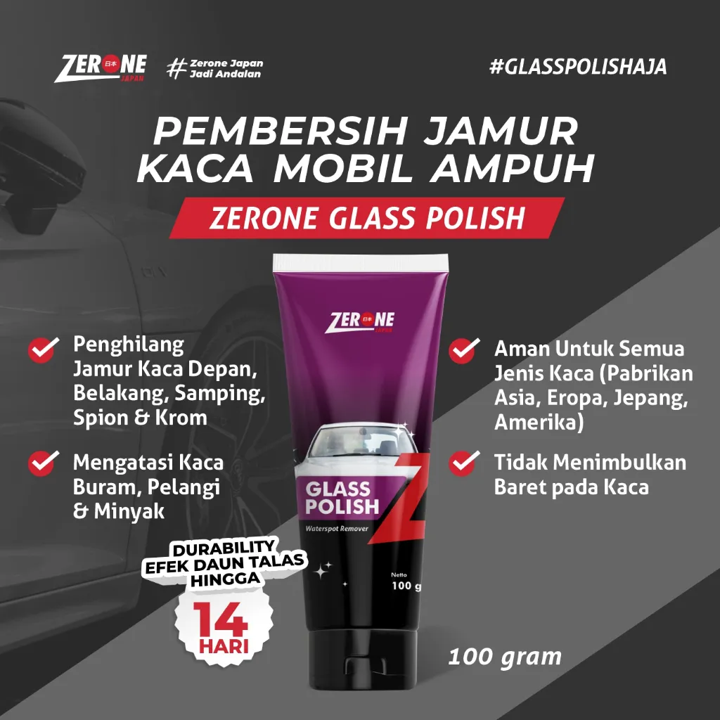 Penghilang Jamur Kaca Mobil Glass Polish Aman untuk Spion dan Krom