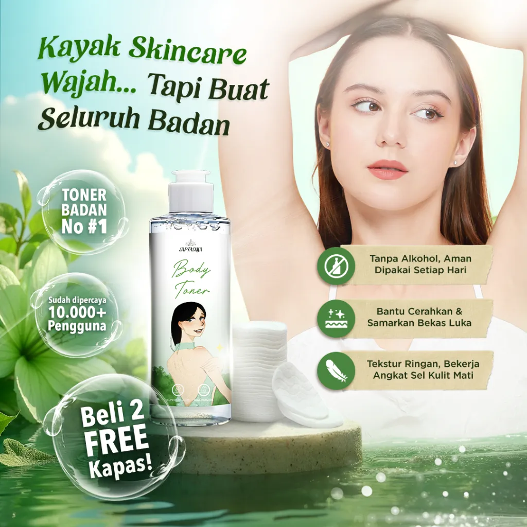 Toner Badan Whitening – Angkat Belang & Bekas Luka – Saptadasa FREE Kapas