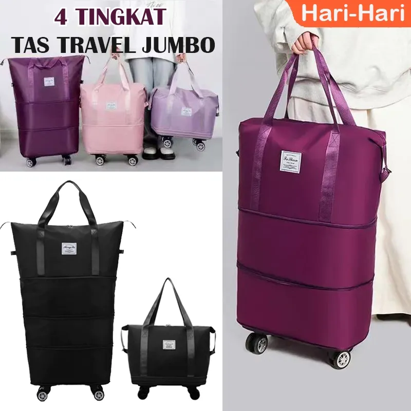 [4 IN 1] TAS TRAVEL JUMBO 4 TINGKAT DENGAN RODA / DUFFEL BAG RODA 4 TINGKAT / TRAVEL BAG JUMBO / TAS DUFFEL LIPAT ANTI AIR / PORTABLE GYM BAG