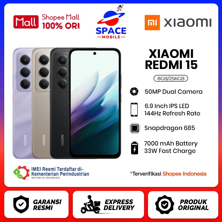 Xiaomi Redmi 15 [8GB+256GB] - Garansi Resmi 1 Tahun