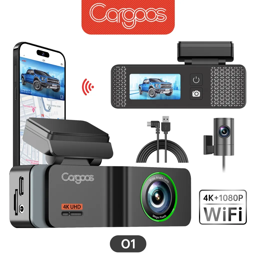 [All New] Cargoos O1 2026 4K / Dual Camera 4K+1080P Kamera Mobil Wifi Compact Dashcam Wifi G-Sensor App Control