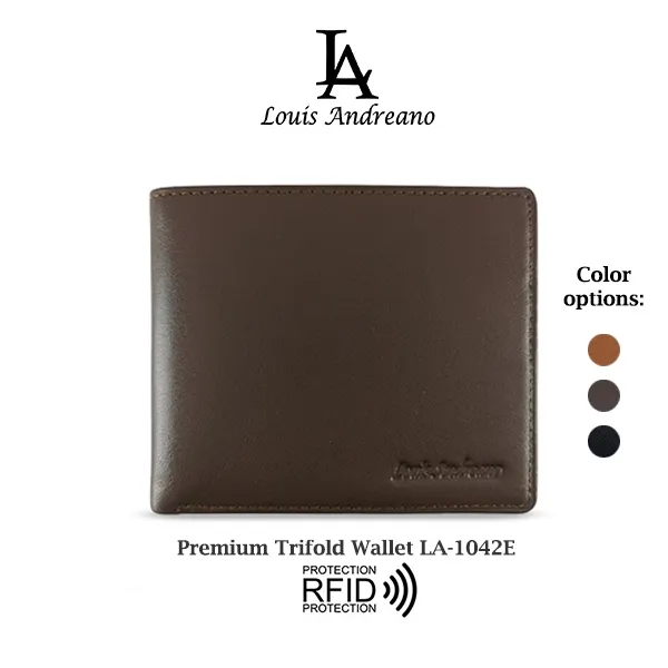 Louis Andreano - LA-1042E - Dompet Lipat Pria Trifold Kulit Sapi Full Grain Premium