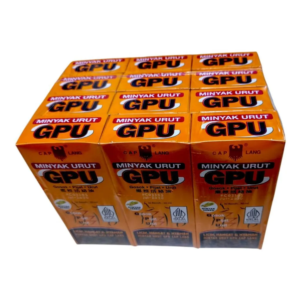 Minyak Urut GPU 30ml - Paket 12pcs dan 6pcs Meredakan Pegal Linu,Mudah Meresap