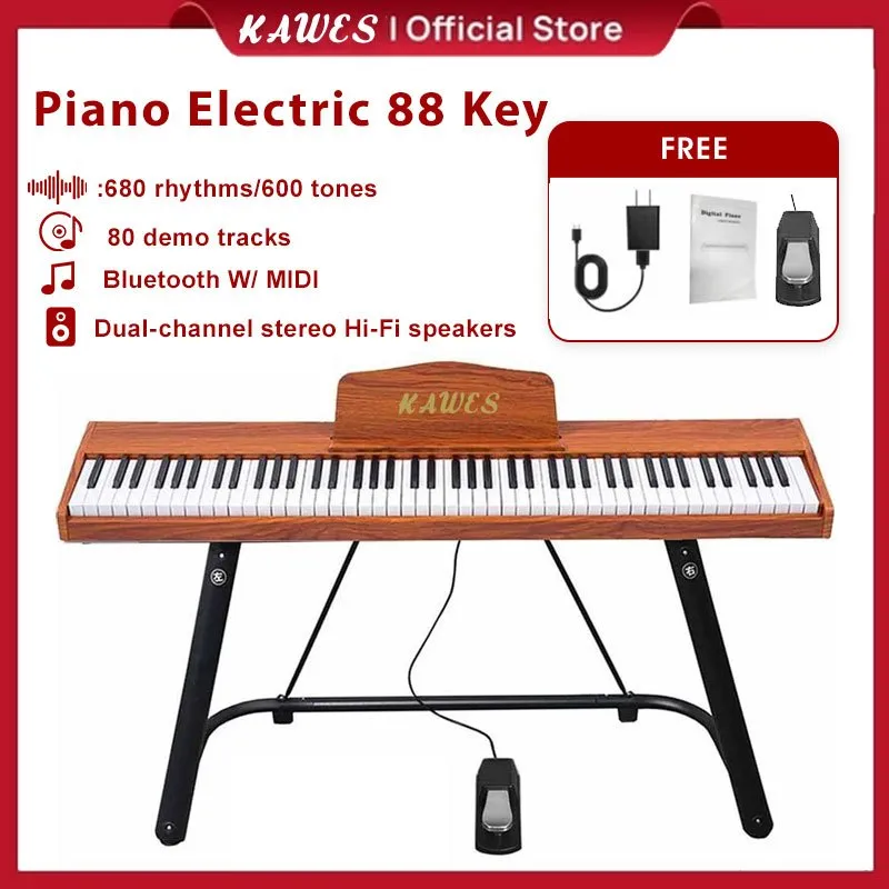 KAWES 88-kunci piano digital dengan tuts berat,Rekomendasi Profesional untuk Pemula,Desain Bluetooth ganda,Fungsi MIDI