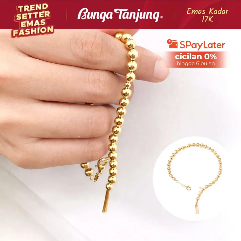 GELANG TASBIH - EMAS 17K - BUNGA TANJUNG GOLD