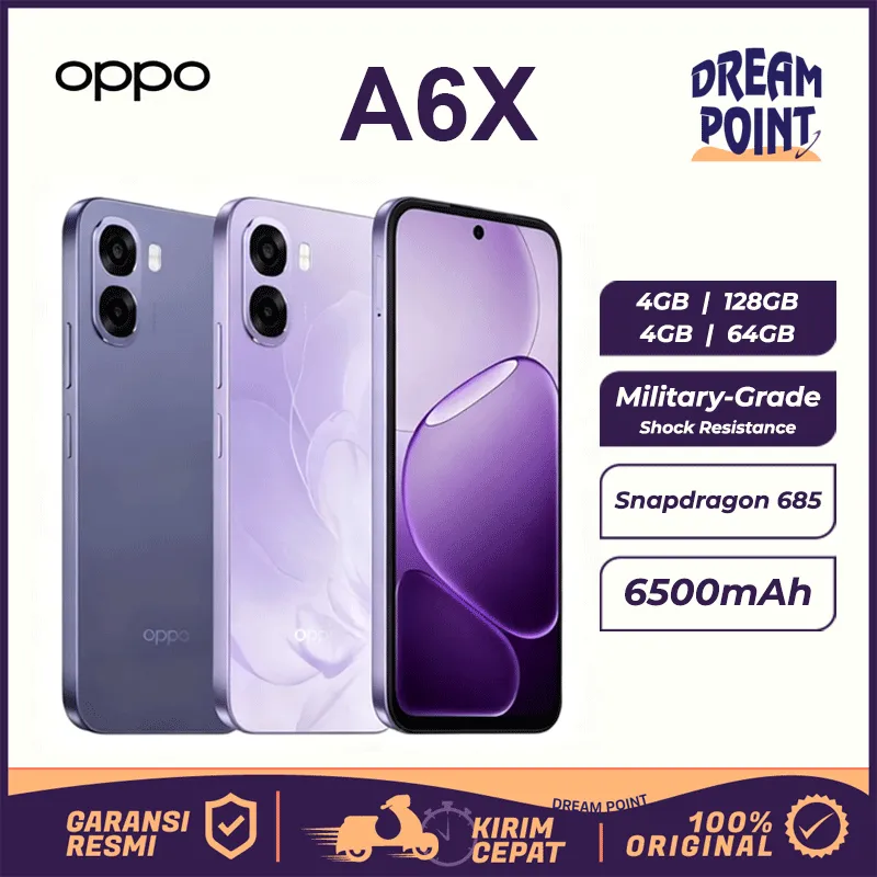 OPPO A6x 4/128GB HP Murah Original 100% 1 Jutaan Tahan Banting Dan Tahan air Handphone Terbaru 2025