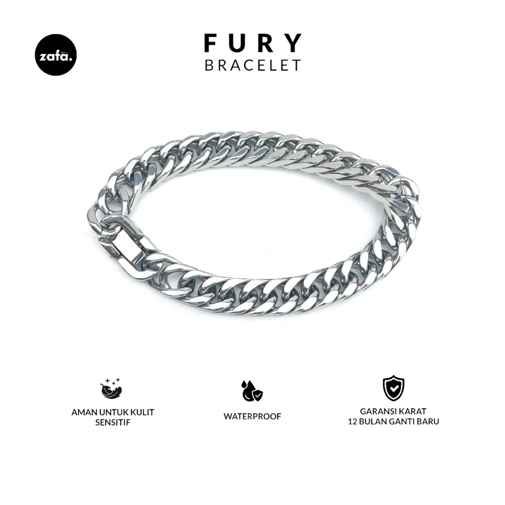 Zafa Gelang Titanium Pria Wanita Rantai Anti Karat - Fury Bracelet