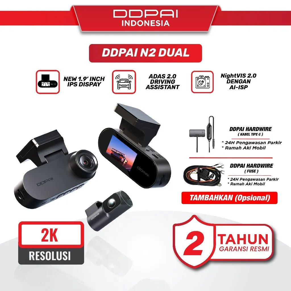 NEW LAUNCH DDPAI N2 Dual 2K Front & Rear Super Capacitor Dash Cam with NightVIS 2.0