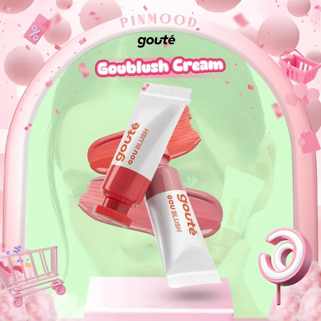 GOUTE - GOUBLUSH CREAM ( 7 g ) - Blush On Cheek Cream Pipi Lembut Warna Bold High Pigmented