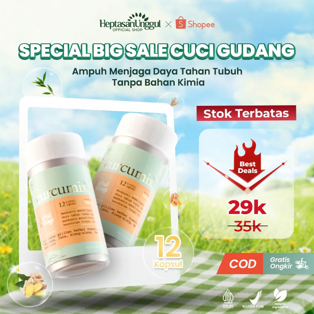 Curcumix Isi 12 Kapsul - Suplemen Herbal Aman Untuk Meningkatkan Daya Tahan Tubuh, Melancarkan Pencernaan, dan Memelihara Fungsi Hati - Halal BPOM