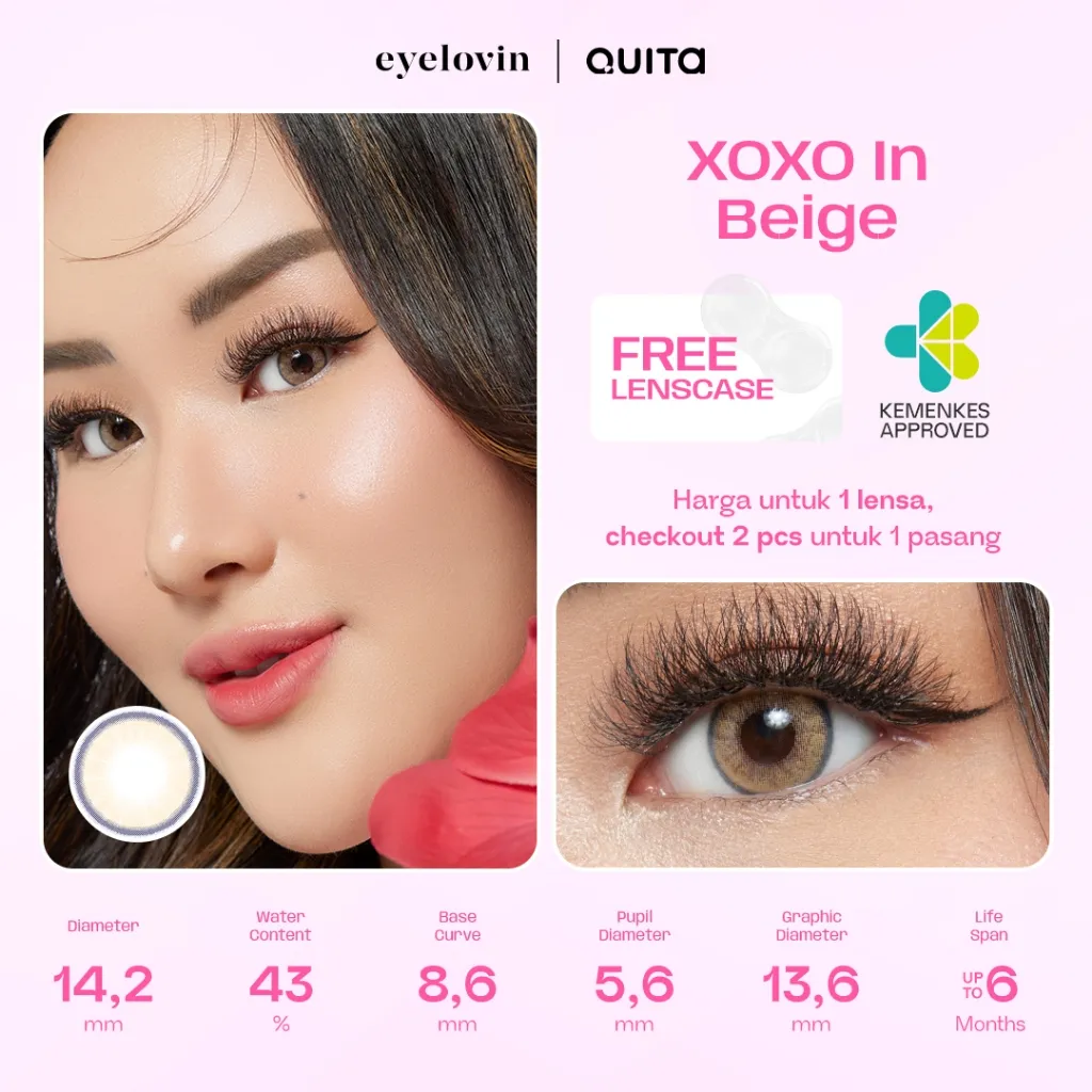 [EYELOVIN X MONICA AMADEA] QUITA - XOXO In Beige - Bold Makeup Look (1 pc/sebelah)