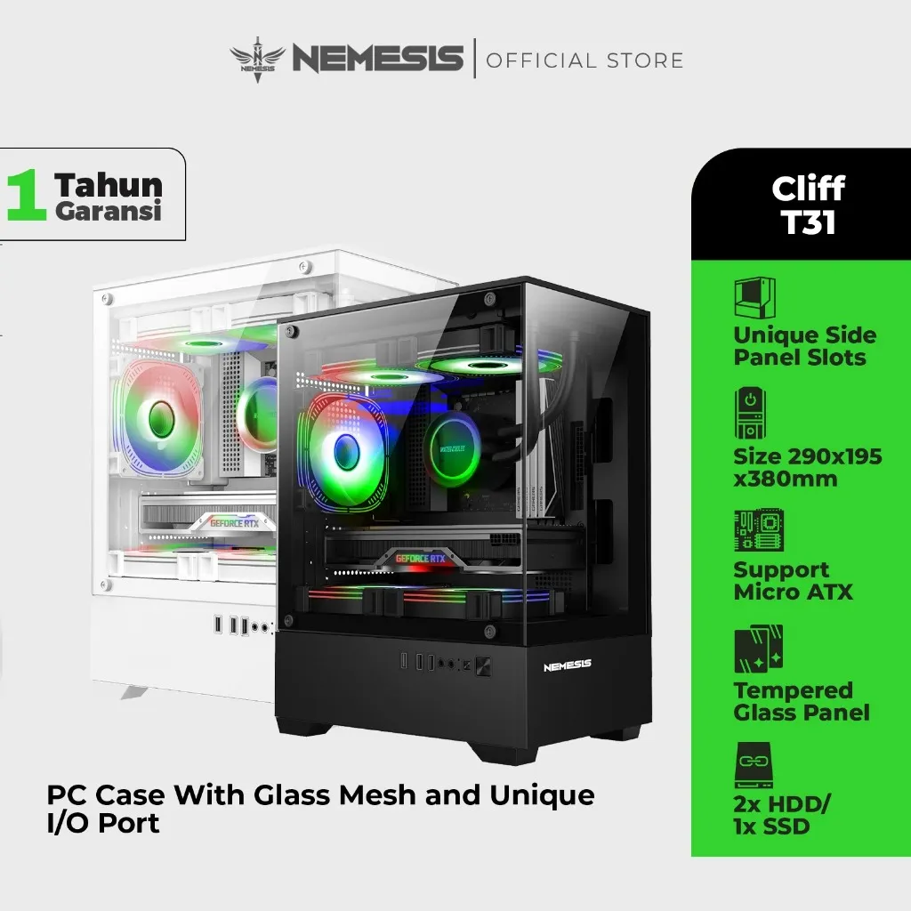 NEMESIS PC Case M-ATX M-ITX  CLIFF T31 Tempered Glass