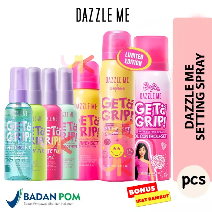 DAZZLE ME Get a Grip! Makeup Setting Spray Setting Spray Dewy Fix Beauty Protecting 4X Tahan 24 Jam