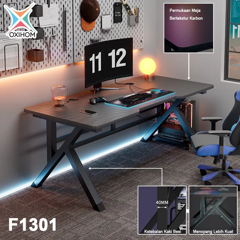 Oxihom Meja Gaming Meja Belajar Meja Komputer PC Meja Kerja Minimalis