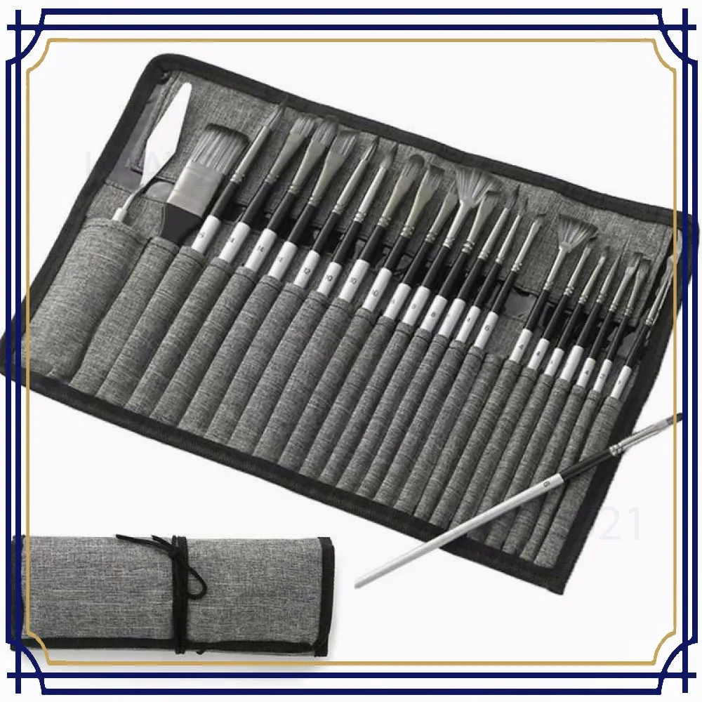 Set Kuas Lukis Cat Air Minyak Nylon Paint Brush 24 PCS -AT278