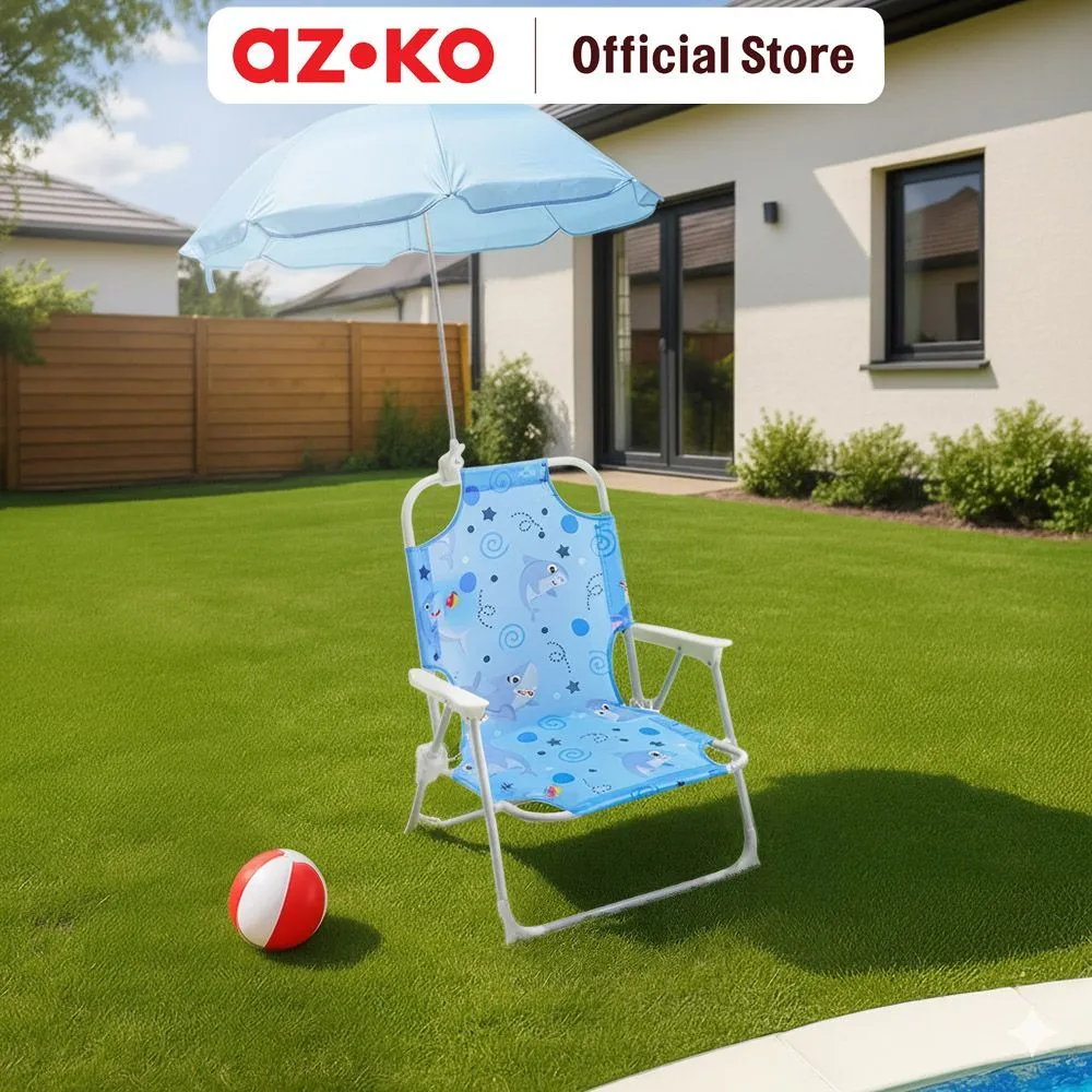 AZKO Soleil Summer Kursi Anak Dengan Payung Beach Kids Chair Kursi Outdoor Serbaguna Tempat Duduk Halaman Balkon Balcony Chair Furniture Outdoor