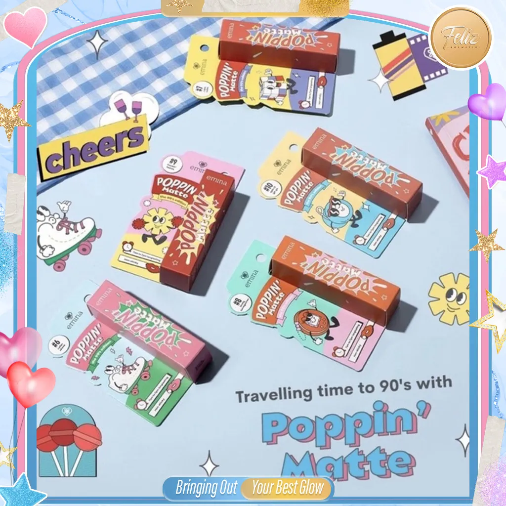 * FELIZ * EMINA Poppin Matte – Lip Cream Matte Ringan dengan Warna Intens & Tahan Lama, Tekstur Lembut Tidak Membuat Bibir Kering, Mudah Dibaurkan, Memberikan Tampilan Bold atau Natural, Cocok untuk Daily Makeup