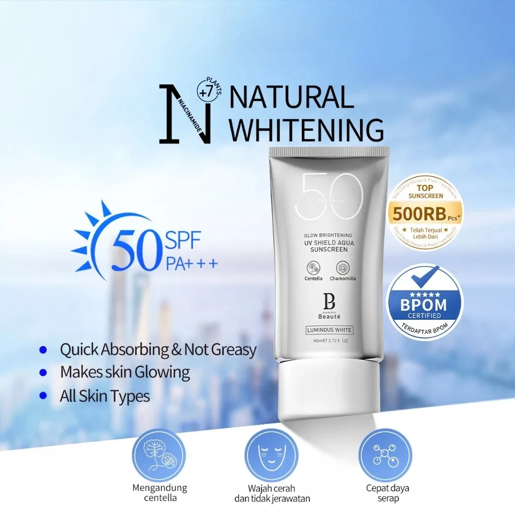 Premiere Beaute Sunscreen SPF 50 PA+++ 40ml sun block wajah UV protection sun block badan luminous sunscreen pelindung dari sinar matahari Premiere Beaute