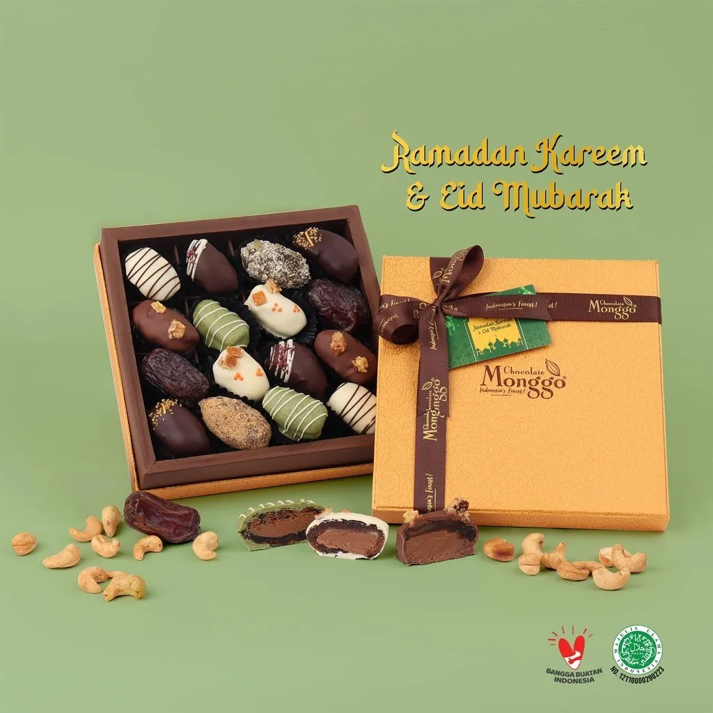 Chocolate Monggo | Ramadhan Cokelat Praline Kurma Gift Box 16pcs | Parsel Lebaran Coklat Hadiah