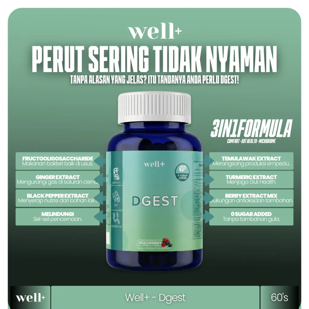 Well+ Dgest - Multiberry 60s - Suplemen Kesehatan Pencernaan & Anti Begah