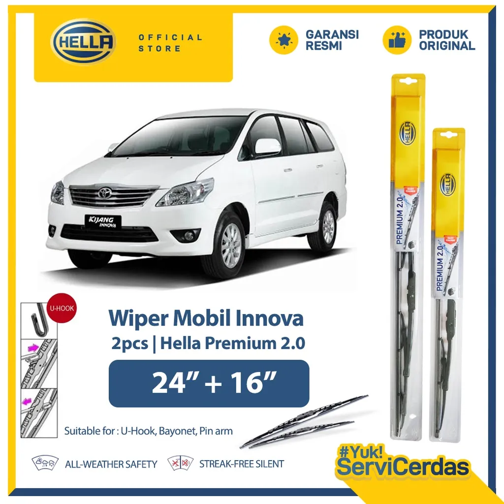 Wiper Mobil TOYOTA Innova 24” + 16” (2pcs) - HELLA Premium 2.0