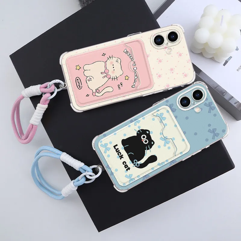 Terbaru Lanyard Kucing Card Holder Soft Case Hp Samsung A37 A57 5G A17 5G A07 A13 A04S Galaxy A56 5G A36 A26 A16 A55 A25 A35 A54 5G A06 A15 A05 A05S A24 A23 A04E A52S A14 A12 A04S A50S M12 A50 A52 A32 A73 A34 A53A13 4G 5G M14 4G Couple Casing Cewek Sili