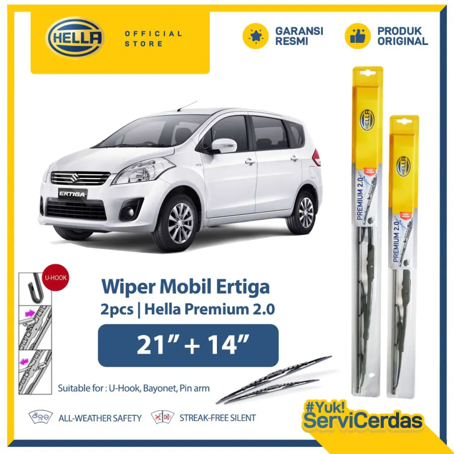 Wiper Mobil SUZUKI Ertiga 21” + 14” (2pcs) - HELLA Premium 2.0