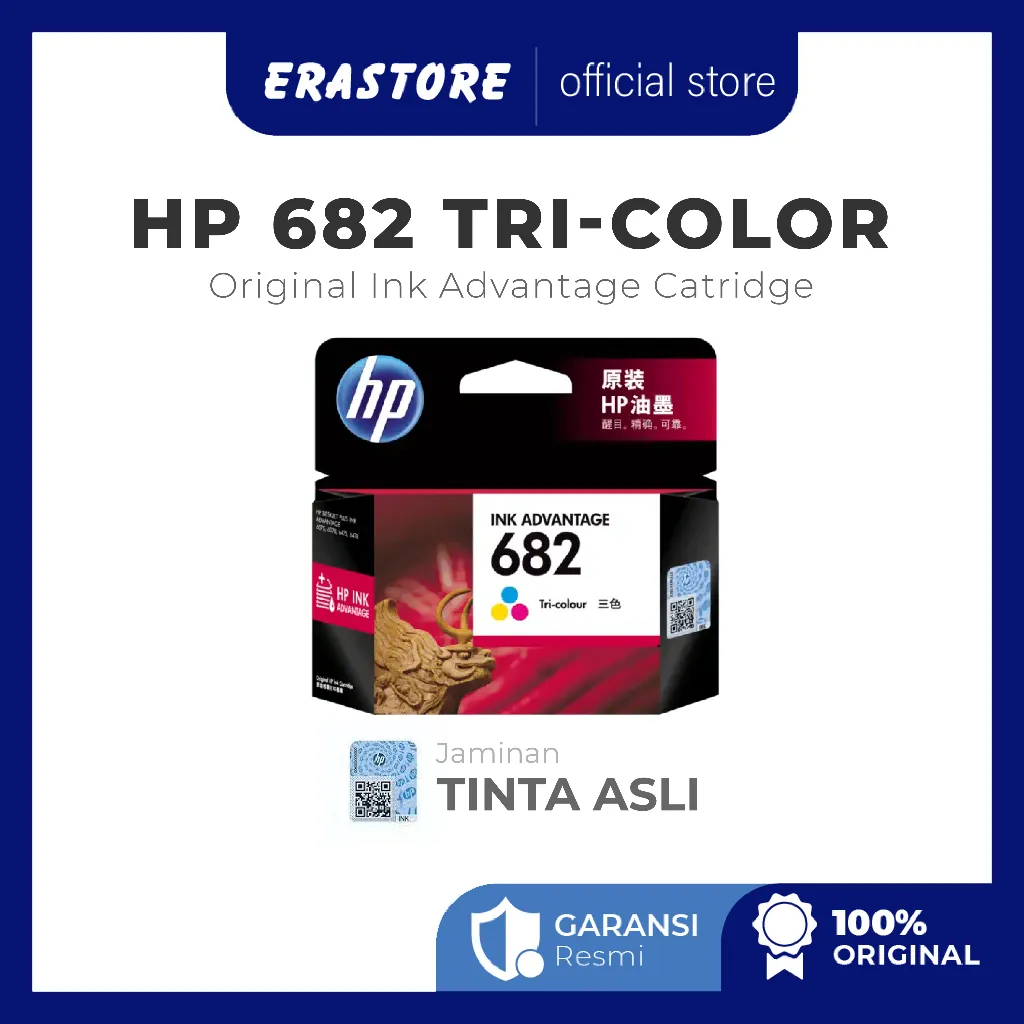 Tinta Printer HP 682 Warna Tri-color Original Ink Advantage Cartridge 100% Original (3YM76AA)