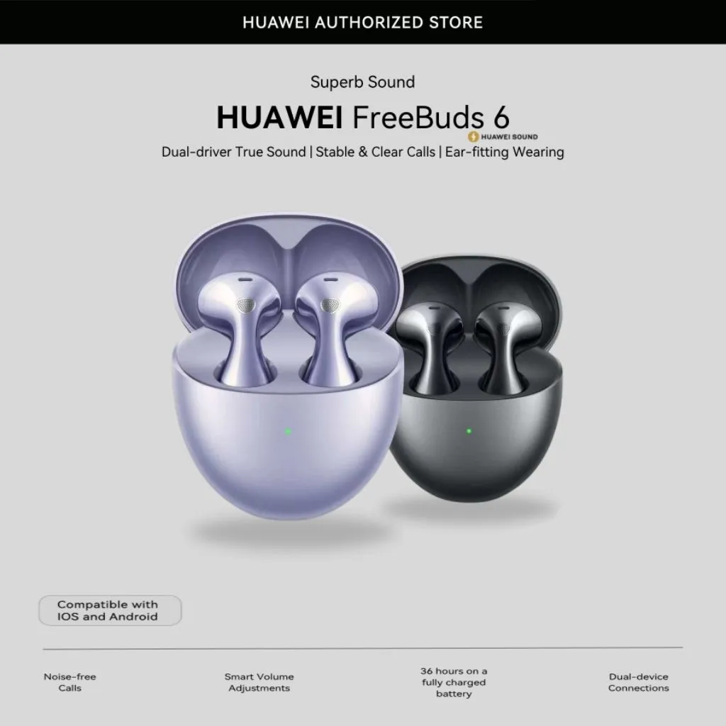 [BARU]HUAWEI FreeBuds 6 | Dual-driver True Sound | Stable & Clear Calls | Ear-fitting Wearing