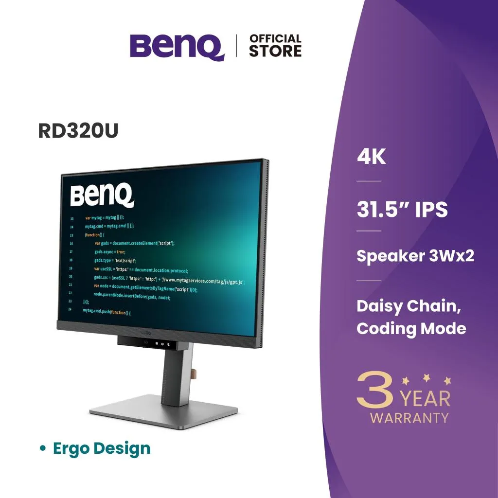 RD320U 32" 4K Programming Monitor with 2000:1 Contrast Ratio, Nano Mate Pannel, Backlight