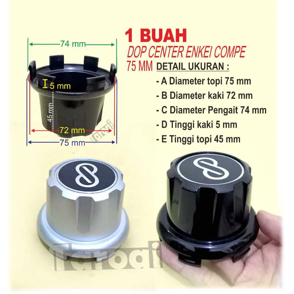 1 BUAH TUTUP VARIASI AS RODA BAN MOBIL DOP CENTER UNTUK VELG ENKEI COMPE 75 MM