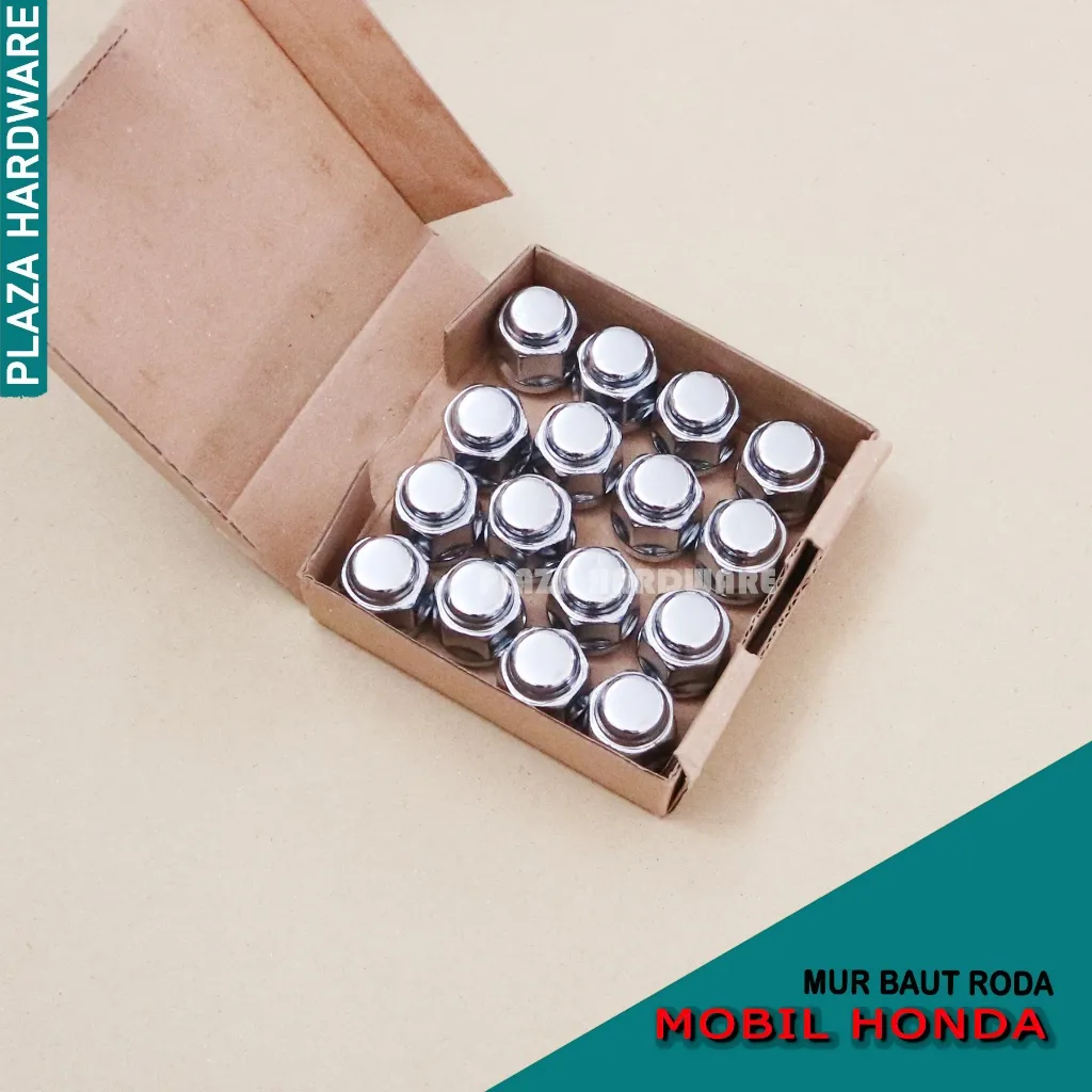 Mur Baut Roda Mobil Honda City Jazz Brio Freed Mobilio Velg Lubang 4 Warna Chrome (1Box 16 Pcs)