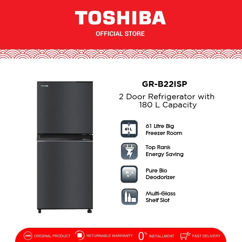 TOSHIBA Kulkas 2 Pintu GR-B22ISP Kapasitas 180L - Non Inverter Refrigerator Two Doors